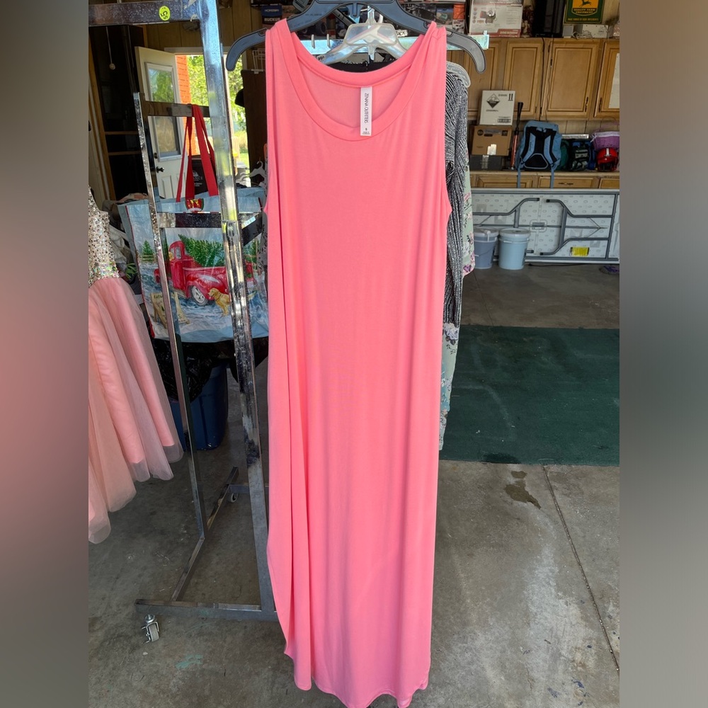 Bright pink long dress